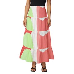 Strawberry T- Shirt Strawberries And Blossoms T- Shirt Tiered Ruffle Maxi Skirt