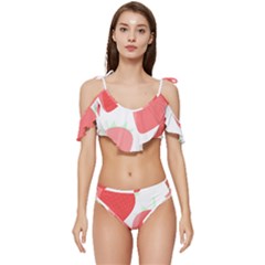 Strawberry T- Shirt Strawberries T- Shirt Ruffle Edge Tie Up Bikini Set	