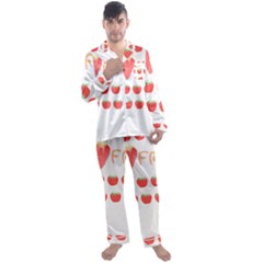 Strawberry T- Shirt We Love Fruit Straberries And Worms T- Shirt Men s Long Sleeve Satin Pajamas Set by maxcute