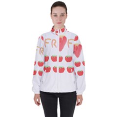 Strawberry T- Shirt We Love Fruit Straberries And Worms T- Shirt Women s High Neck Windbreaker by maxcute