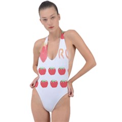 Strawberry T- Shirt We Love Fruit Straberries And Worms T- Shirt Backless Halter One Piece Swimsuit by maxcute