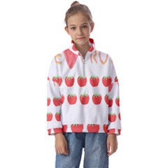 Strawberry T- Shirt We Love Fruit Straberries And Worms T- Shirt Kids  Half Zip Hoodie by maxcute