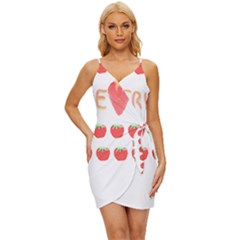 Strawberry T- Shirt We Love Fruit Straberries And Worms T- Shirt Wrap Tie Front Dress by maxcute