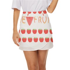 Strawberry T- Shirt We Love Fruit Straberries And Worms T- Shirt Mini Front Wrap Skirt by maxcute