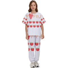 Strawberry T- Shirt We Love Fruit Straberries And Worms T- Shirt Kids  Tee And Pants Sports Set