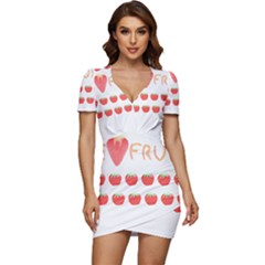 Strawberry T- Shirt We Love Fruit Straberries And Worms T- Shirt Low Cut Cap Sleeve Mini Dress