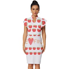 Strawberry T- Shirt We Love Fruit Straberries And Worms T- Shirt Vintage Frill Sleeve V-neck Bodycon Dress