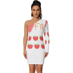 Strawberry T- Shirt We Love Fruit Straberries And Worms T- Shirt Long Sleeve One Shoulder Mini Dress by maxcute