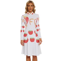 Strawberry T- Shirt We Love Fruit Straberries And Worms T- Shirt Long Sleeve Shirt Collar A-line Dress by maxcute