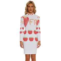 Strawberry T- Shirt We Love Fruit Straberries And Worms T- Shirt Long Sleeve Shirt Collar Bodycon Dress