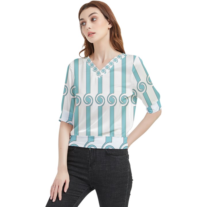 Stripes T- Shirt Pastel Stripes, Twirls And Swirls T- Shirt Quarter Sleeve Blouse