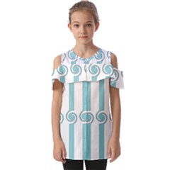 Stripes T- Shirt Pastel Stripes, Twirls And Swirls T- Shirt Fold Over Open Sleeve Top