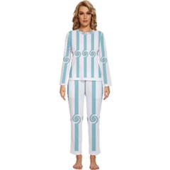 Stripes T- Shirt Pastel Stripes, Twirls And Swirls T- Shirt Womens  Long Sleeve Lightweight Pajamas Set