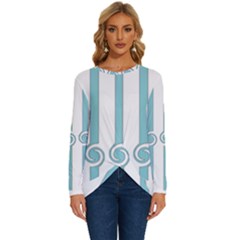 Stripes T- Shirt Pastel Stripes, Twirls And Swirls T- Shirt Long Sleeve Crew Neck Pullover Top