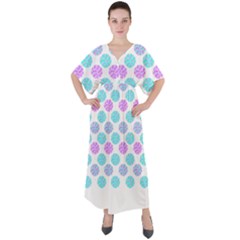 Sugar T- Shirt Pastel Lollipop Candy Pattern T- Shirt V-neck Boho Style Maxi Dress by maxcute