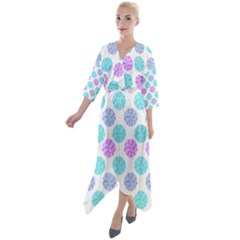 Sugar T- Shirt Pastel Lollipop Candy Pattern T- Shirt Quarter Sleeve Wrap Front Maxi Dress by maxcute