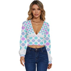 Sugar T- Shirt Pastel Lollipop Candy Pattern T- Shirt Long Sleeve Deep-v Velour Top