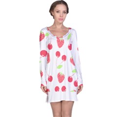 Summer Fruits Pattern T- Shirt Summer Fruit T- Shirt Long Sleeve Nightdress by maxcute