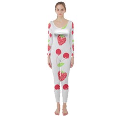 Summer Fruits Pattern T- Shirt Summer Fruit T- Shirt Long Sleeve Catsuit by maxcute