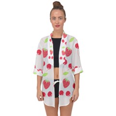 Summer Fruits Pattern T- Shirt Summer Fruit T- Shirt Open Front Chiffon Kimono by maxcute