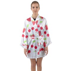 Summer Fruits Pattern T- Shirt Summer Fruit T- Shirt Long Sleeve Satin Kimono by maxcute