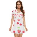 Summer Fruits Pattern T- Shirt Summer Fruit T- Shirt V-Neck High Waist Chiffon Mini Dress View1