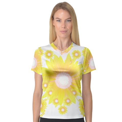 Sunflower Heart T- Shirt Sunflower Hearts, Sunflowers, Heart, Bloom T- Shirt V-neck Sport Mesh Tee by maxcute