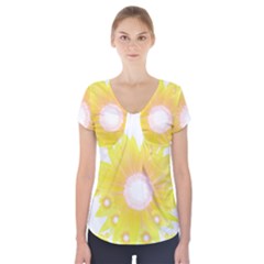 Sunflower Heart T- Shirt Sunflower Hearts, Sunflowers, Heart, Bloom T- Shirt Short Sleeve Front Detail Top by maxcute