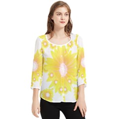 Sunflower Heart T- Shirt Sunflower Hearts, Sunflowers, Heart, Bloom T- Shirt Chiffon Quarter Sleeve Blouse by maxcute