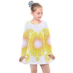 Sunflower Heart T- Shirt Sunflower Hearts, Sunflowers, Heart, Bloom T- Shirt Kids  Long Sleeve Dress by maxcute