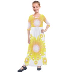 Sunflower Heart T- Shirt Sunflower Hearts, Sunflowers, Heart, Bloom T- Shirt Kids  Quarter Sleeve Maxi Dress by maxcute