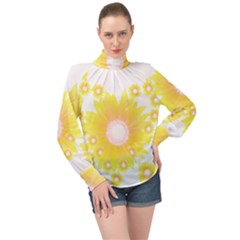 Sunflower Heart T- Shirt Sunflower Hearts, Sunflowers, Heart, Bloom T- Shirt High Neck Long Sleeve Chiffon Top by maxcute