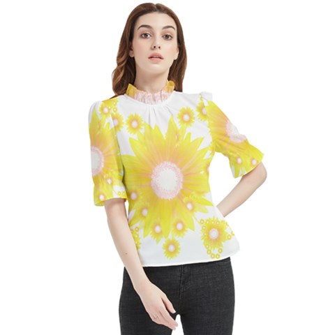 Sunflower Heart T- Shirt Sunflower Hearts, Sunflowers, Heart, Bloom T- Shirt Frill Neck Blouse by maxcute