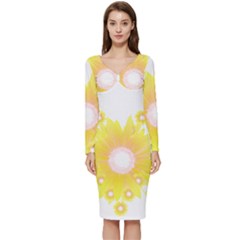 Sunflower Heart T- Shirt Sunflower Hearts, Sunflowers, Heart, Bloom T- Shirt Long Sleeve V-neck Bodycon Dress  by maxcute