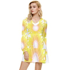 Sunflower Heart T- Shirt Sunflower Hearts, Sunflowers, Heart, Bloom T- Shirt Tiered Long Sleeve Mini Dress by maxcute