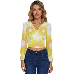 Sunflower Heart T- Shirt Sunflower Hearts, Sunflowers, Heart, Bloom T- Shirt Long Sleeve V-neck Top by maxcute