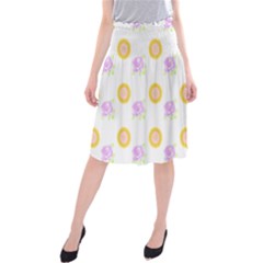 Sunflowers And Roses Pattern T- Shirt Sunflowers And Roses Pattern T- Shirt Midi Beach Skirt by maxcute