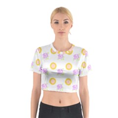 Sunflowers And Roses Pattern T- Shirt Sunflowers And Roses Pattern T- Shirt Cotton Crop Top by maxcute