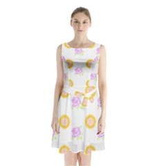 Sunflowers And Roses Pattern T- Shirt Sunflowers And Roses Pattern T- Shirt Sleeveless Waist Tie Chiffon Dress by maxcute