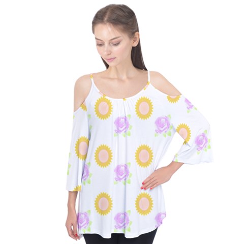 Sunflowers And Roses Pattern T- Shirt Sunflowers And Roses Pattern T- Shirt Flutter Tees by maxcute