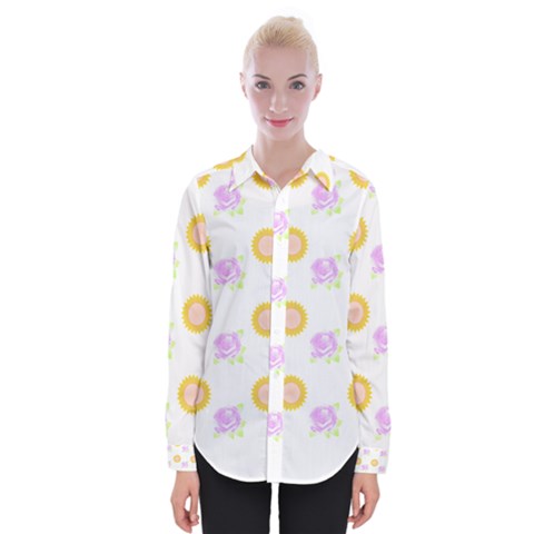 Sunflowers And Roses Pattern T- Shirt Sunflowers And Roses Pattern T- Shirt Womens Long Sleeve Shirt by maxcute