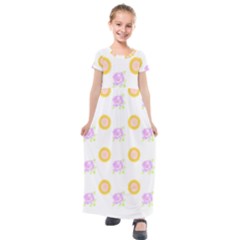 Sunflowers And Roses Pattern T- Shirt Sunflowers And Roses Pattern T- Shirt Kids  Short Sleeve Maxi Dress by maxcute