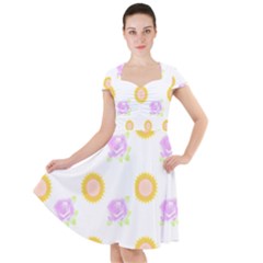 Sunflowers And Roses Pattern T- Shirt Sunflowers And Roses Pattern T- Shirt Cap Sleeve Midi Dress by maxcute