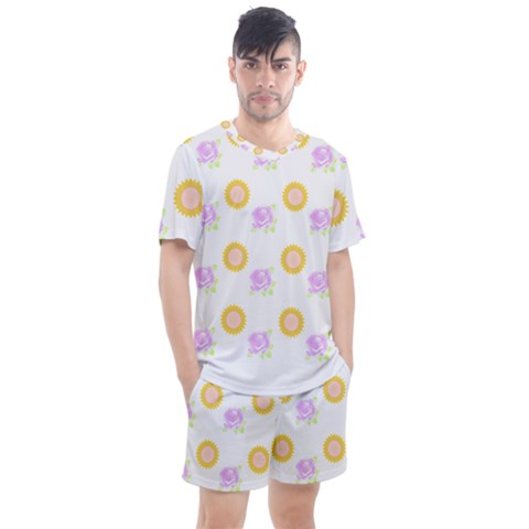 Sunflowers And Roses Pattern T- Shirt Sunflowers And Roses Pattern T- Shirt Men s Mesh Tee And Shorts Set by maxcute