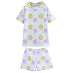 Sunflowers And Roses Pattern T- Shirt Sunflowers And Roses Pattern T- Shirt Kids  Swim Tee And Shorts Set by maxcute