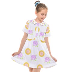 Sunflowers And Roses Pattern T- Shirt Sunflowers And Roses Pattern T- Shirt Kids  Short Sleeve Shirt Dress by maxcute