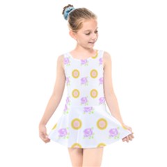 Sunflowers And Roses Pattern T- Shirt Sunflowers And Roses Pattern T- Shirt Kids  Skater Dress Swimsuit by maxcute