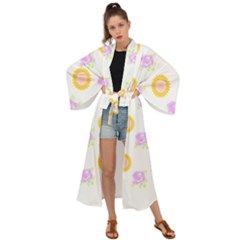 Sunflowers And Roses Pattern T- Shirt Sunflowers And Roses Pattern T- Shirt Maxi Kimono by maxcute