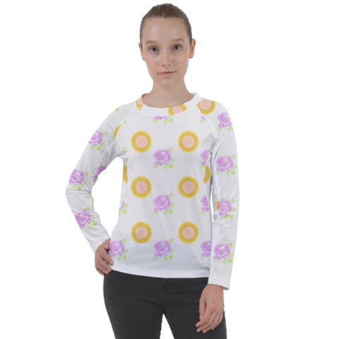 Sunflowers And Roses Pattern T- Shirt Sunflowers And Roses Pattern T- Shirt Women s Long Sleeve Raglan Tee by maxcute