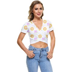 Sunflowers And Roses Pattern T- Shirt Sunflowers And Roses Pattern T- Shirt Short Sleeve Foldover Tee by maxcute